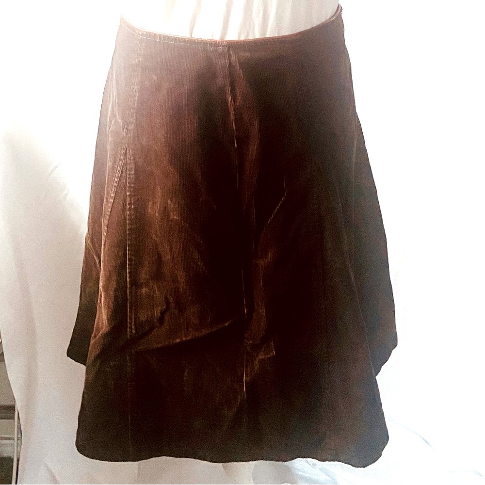 Conte of Florence A-Line Brown Corduroy Skirt Euro Size 46/US size L